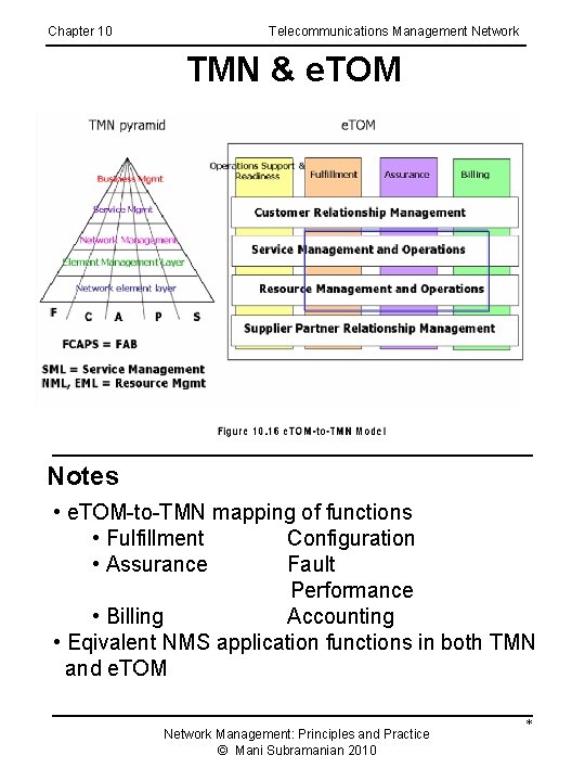 Chapter 10 Telecommunications Management Network TMN & e. TOM Notes • e. TOM-to-TMN mapping