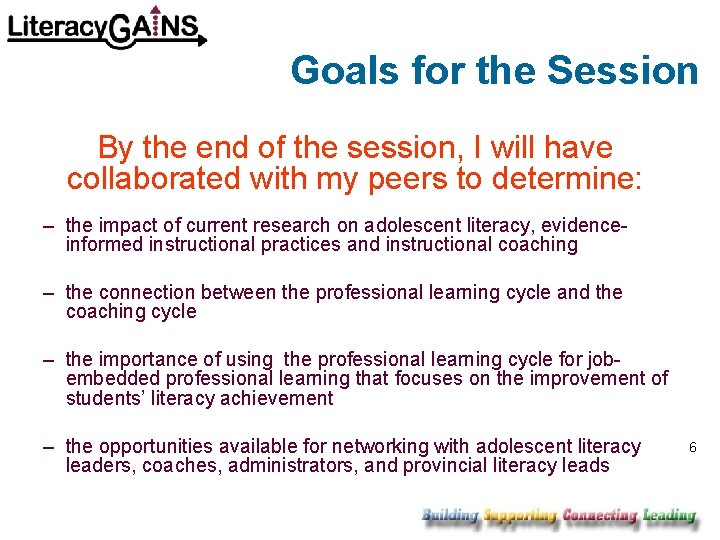 Goals for the Session By the end of the session, I will have collaborated