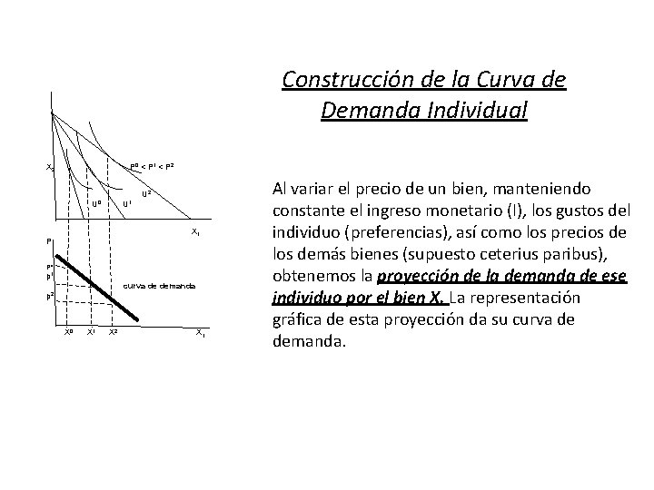 Construcción de la Curva de Demanda Individual X 2 P 0 < P 1