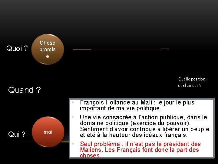 Quoi ? Chose promis e Quelle position, quel amour ? Quand ? Qui ? Quoi ? Chose promis e Quelle position, quel amour ? Quand ? Qui ?