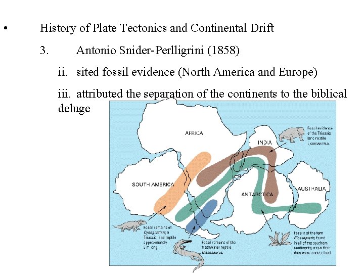  • History of Plate Tectonics and Continental Drift 3. Antonio Snider-Perlligrini (1858) ii.