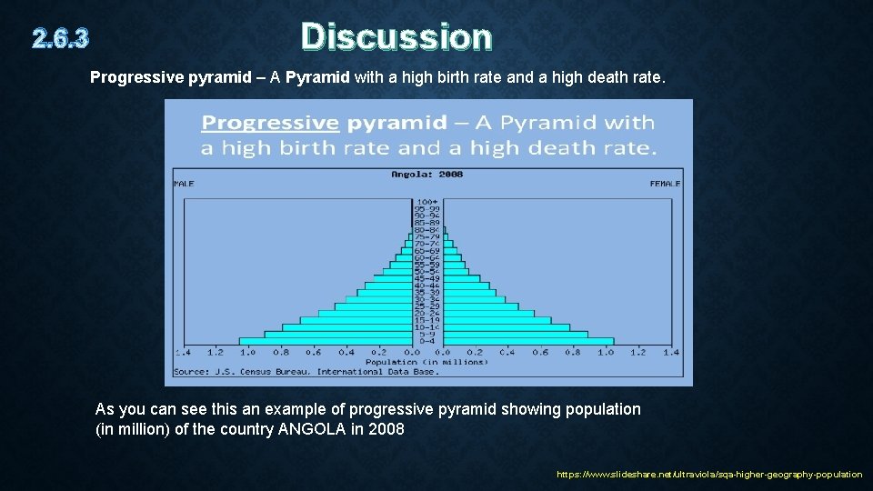 2. 6. 3 Discussion Progressive pyramid – A Pyramid with a high birth rate