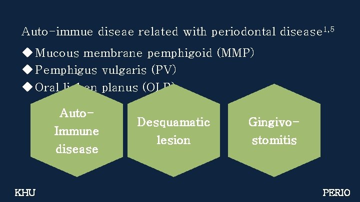 Auto-immue diseae related with periodontal disease 1, 5 u Mucous membrane pemphigoid (MMP) u