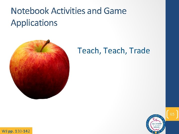 Notebook Activities and Game Applications Teach, Trade 65 WJ pp. 130 -142 