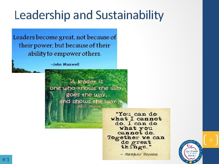 Leadership and Sustainability 9 H 1 