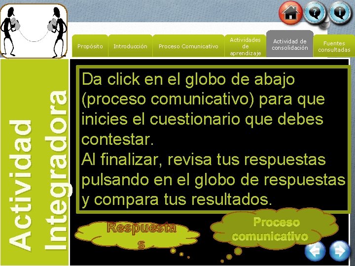 Actividad Integradora Propósito Introducción Proceso Comunicativo Actividades de aprendizaje Actividad de consolidación Fuentes consultadas