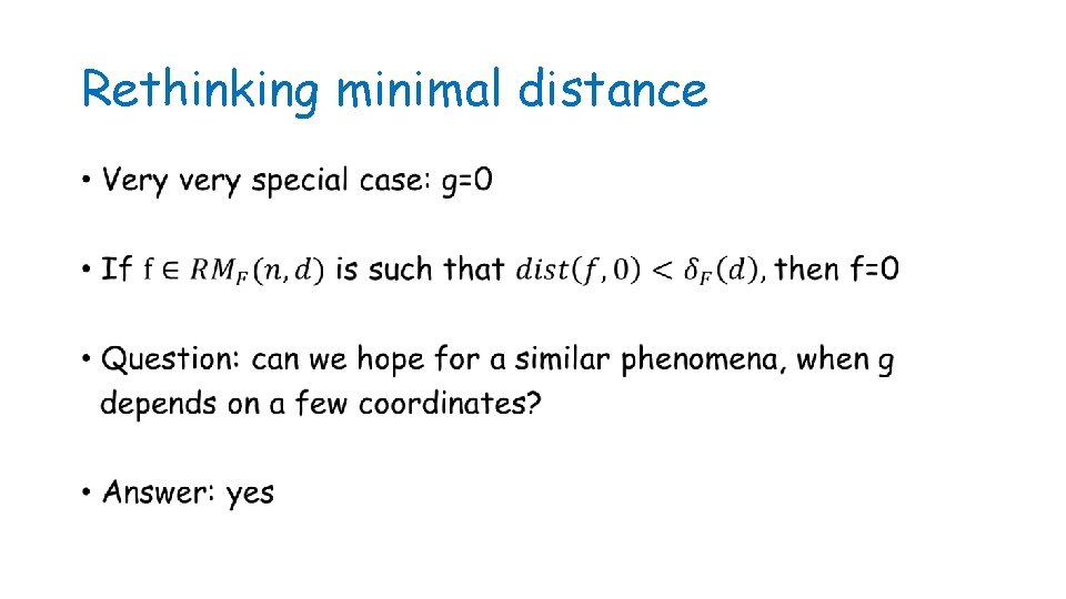 Rethinking minimal distance • 