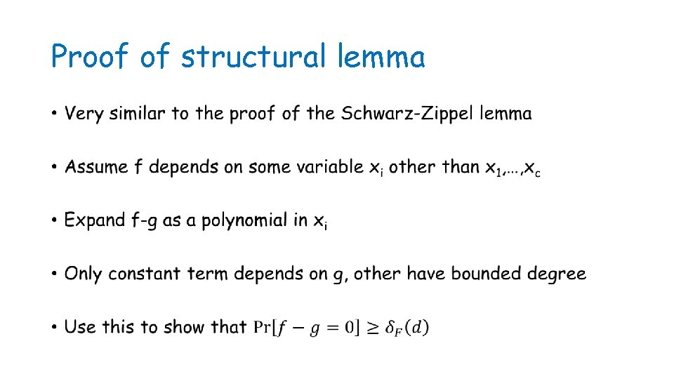 Proof of structural lemma • 