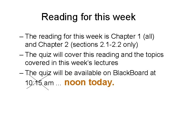 Reading for this week – The reading for this week is Chapter 1 (all)