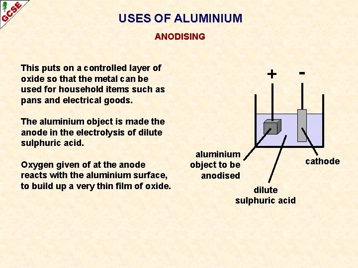 USES OF ALUMINIUM ANODISING This puts on a controlled layer of oxide so that