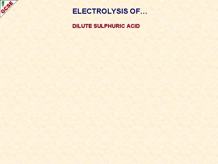 ELECTROLYSIS OF… DILUTE SULPHURIC ACID 