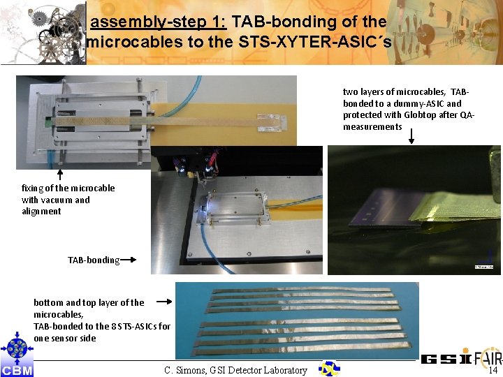 assembly-step 1: TAB-bonding of the microcables to the STS-XYTER-ASIC´s two layers of microcables, TABbonded