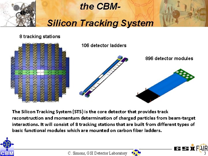 the CBMSilicon Tracking System 8 tracking stations 106 detector ladders 896 detector modules The