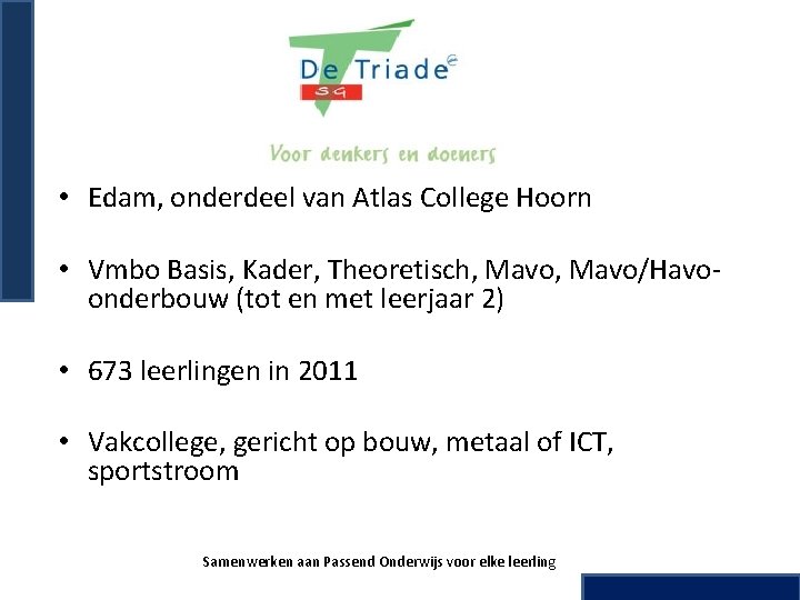  • Edam, onderdeel van Atlas College Hoorn • Vmbo Basis, Kader, Theoretisch, Mavo/Havoonderbouw