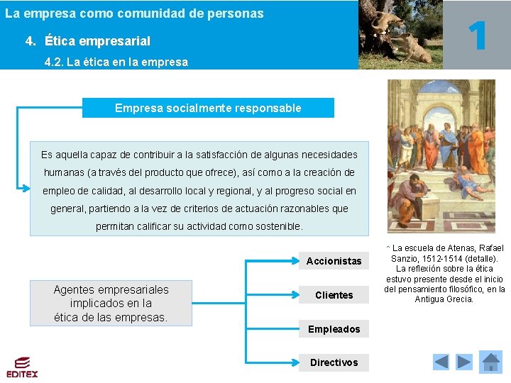 La empresa como comunidad de personas 4. Ética empresarial 4. 2. La ética en La empresa como comunidad de personas 4. Ética empresarial 4. 2. La ética en
