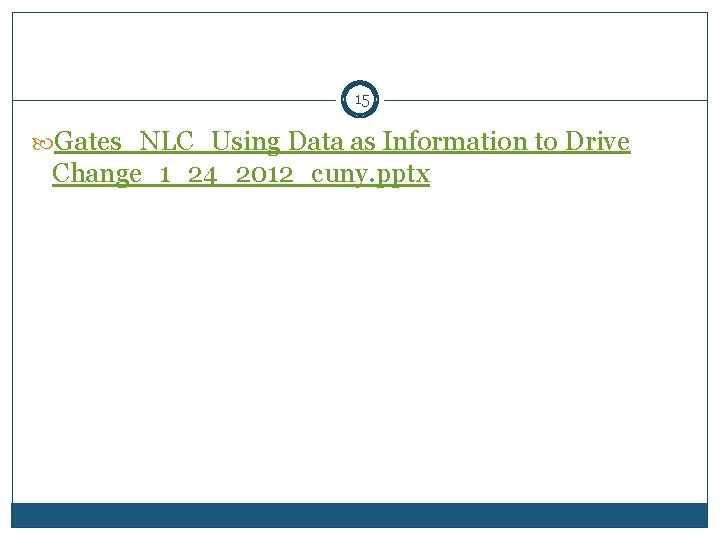 15 Gates_NLC_Using Data as Information to Drive Change_1_24_2012_cuny. pptx 