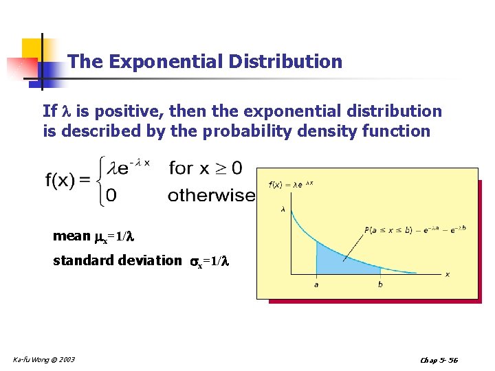 The Exponential Distribution If is positive, then the exponential distribution is described by the