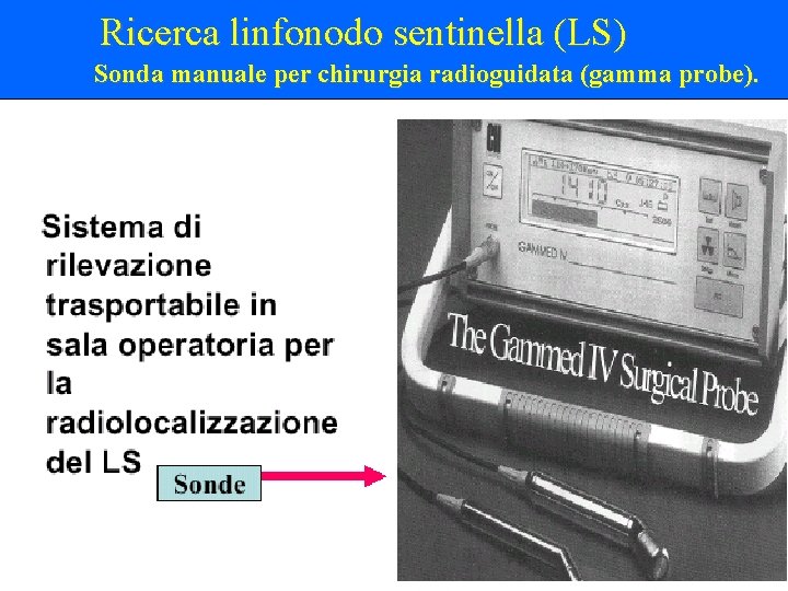 Ricerca linfonodo sentinella (LS) Sonda manuale per chirurgia radioguidata (gamma probe). 