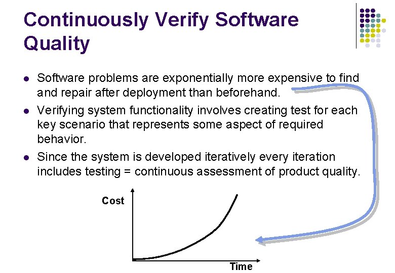 Continuously Verify Software Quality l l l Software problems are exponentially more expensive to Continuously Verify Software Quality l l l Software problems are exponentially more expensive to