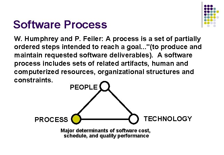 Software Process W. Humphrey and P. Feiler: A process is a set of partially Software Process W. Humphrey and P. Feiler: A process is a set of partially