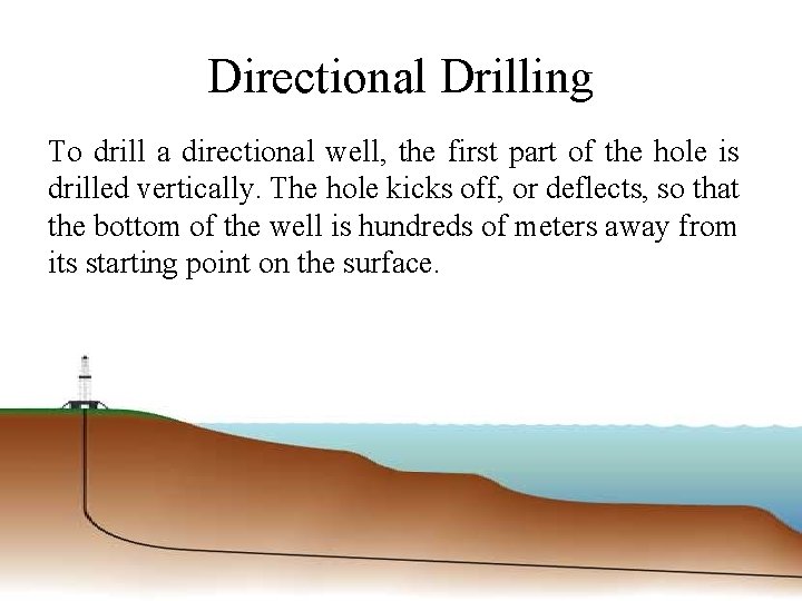 Directional Drilling To drill a directional well, the first part of the hole is