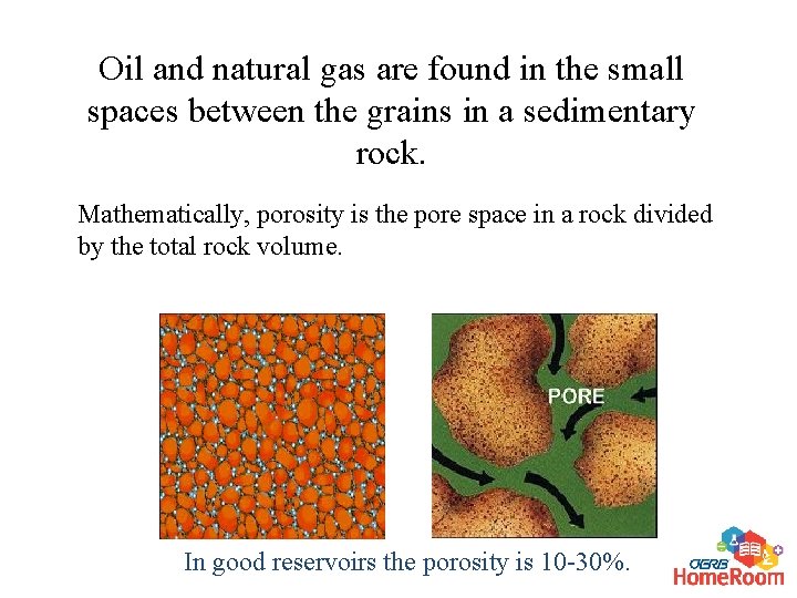 Oil and natural gas are found in the small spaces between the grains in