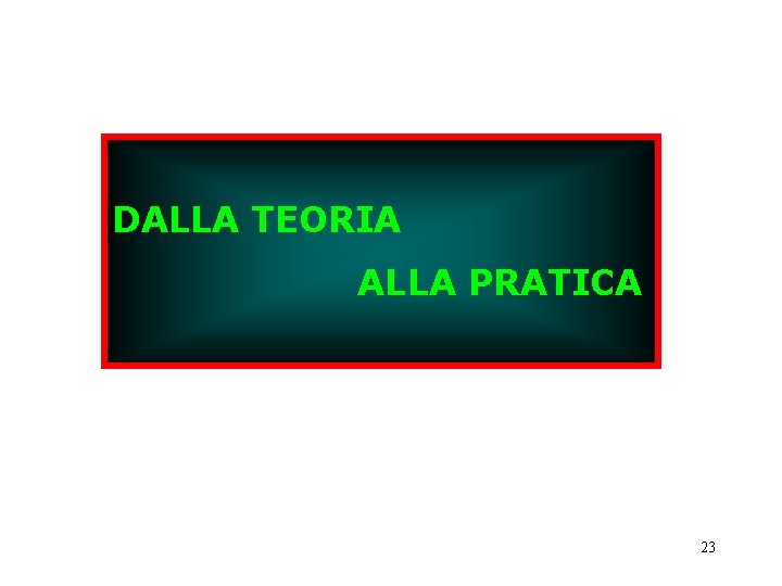 DALLA TEORIA ALLA PRATICA 23 DALLA TEORIA ALLA PRATICA 23