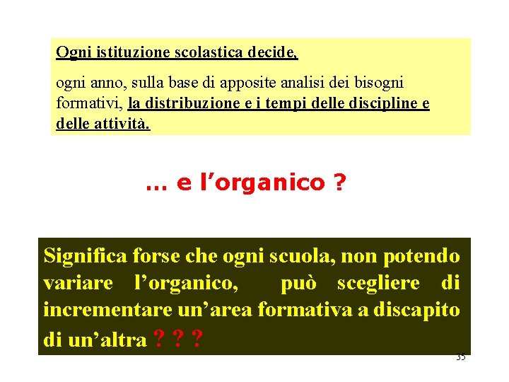 Ogni istituzione scolastica decide, ogni anno, sulla base di apposite analisi dei bisogni formativi, Ogni istituzione scolastica decide, ogni anno, sulla base di apposite analisi dei bisogni formativi,