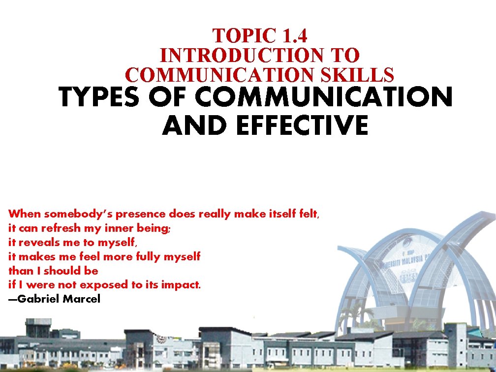 TOPIC 1. 4 INTRODUCTION TO COMMUNICATION SKILLS TYPES OF COMMUNICATION AND EFFECTIVE When somebody’s