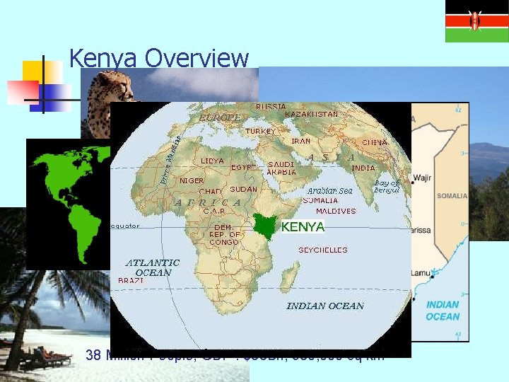 Kenya Overview 38 Million People, GDP : $38 Bn, 580, 000 sq km 