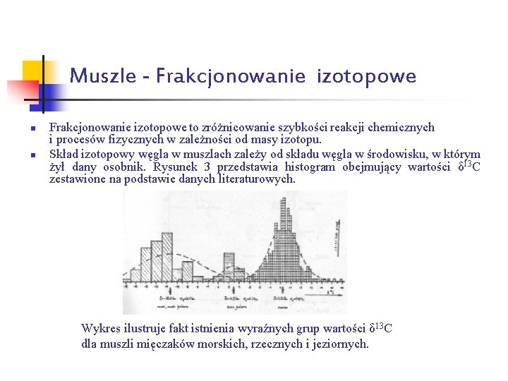 Muszle - Frakcjonowanie izotopowe n n Frakcjonowanie izotopowe to zróżnicowanie szybkości reakcji chemicznych i
