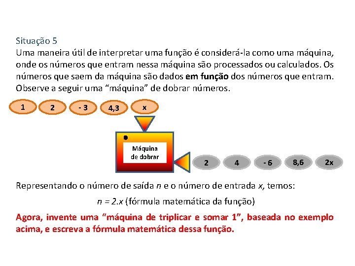 Matemática, 1º Ano, Função: conceito Situação 5 Uma maneira útil de interpretar uma função