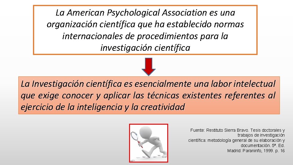 La American Psychological Association es una organización científica que ha establecido normas internacionales de