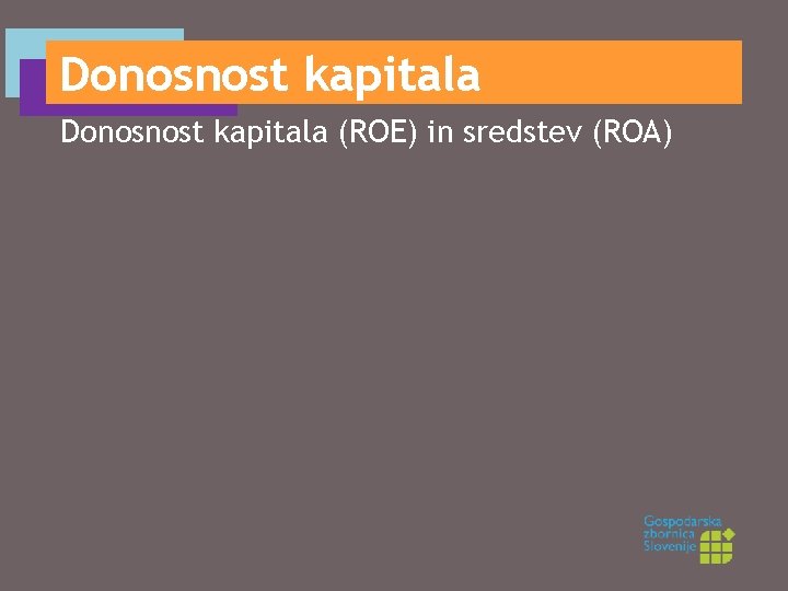 Donosnost kapitala (ROE) in sredstev (ROA) 