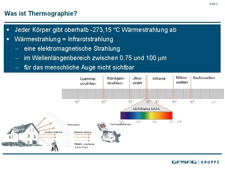 Folie 2 Was ist Thermographie? § Jeder Körper gibt oberhalb -273, 15 ºC Wärmestrahlung