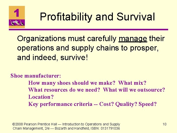 Profitability and Survival Organizations must carefully manage their operations and supply chains to prosper,