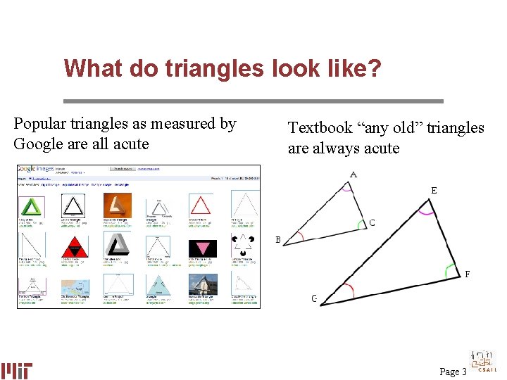 What do triangles look like? Popular triangles as measured by Google are all acute