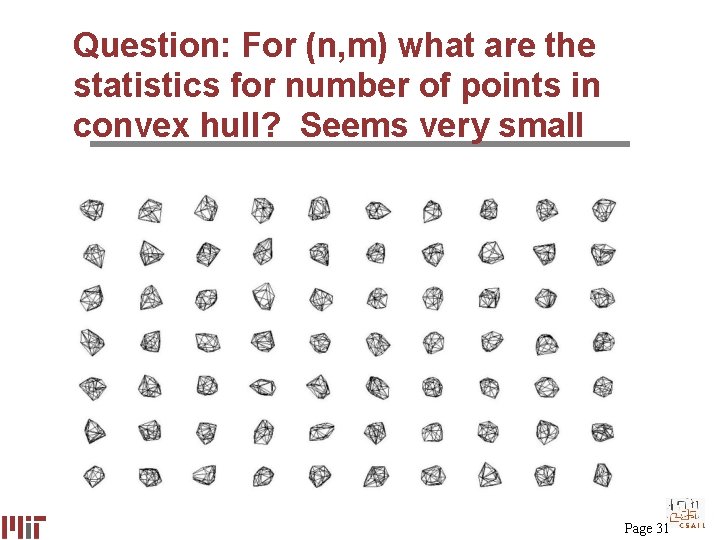 Question: For (n, m) what are the statistics for number of points in convex