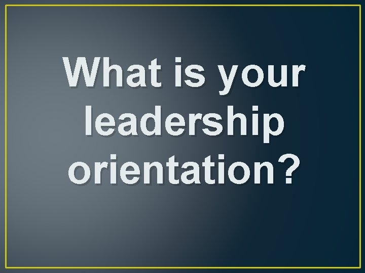 What is your leadership orientation? 