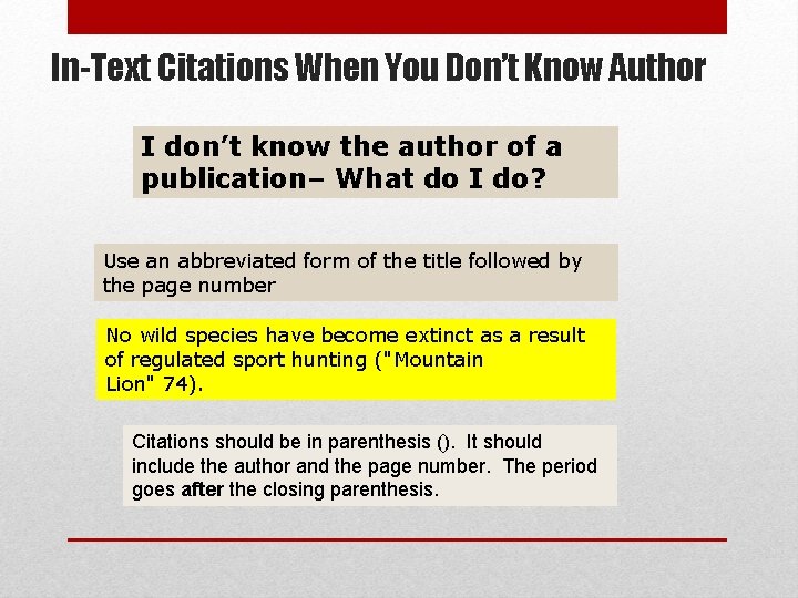 In-Text Citations When You Don’t Know Author I don’t know the author of a