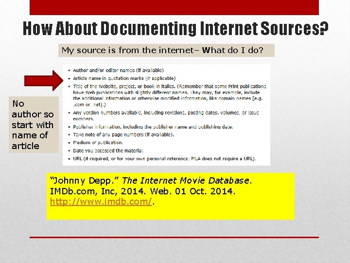 How About Documenting Internet Sources? My source is from the internet– What do I
