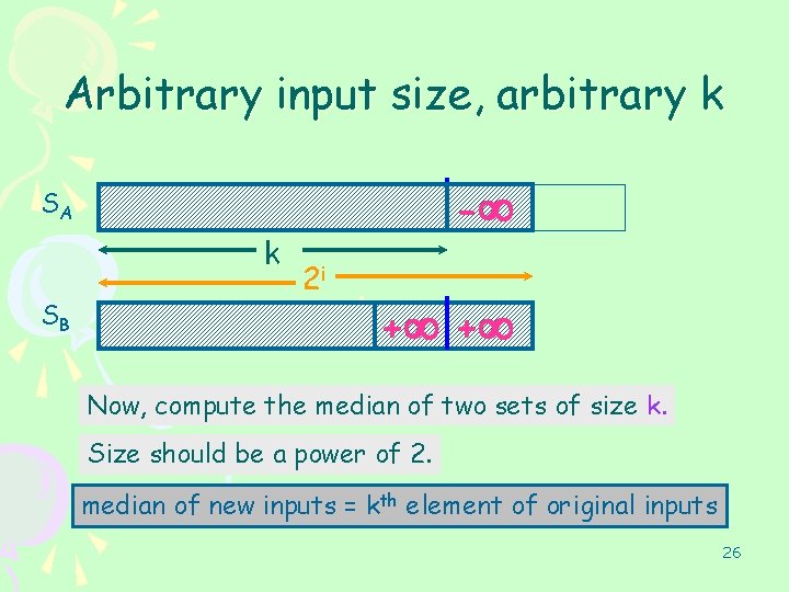 Arbitrary input size, arbitrary k - SA k SB 2 i + + Now,