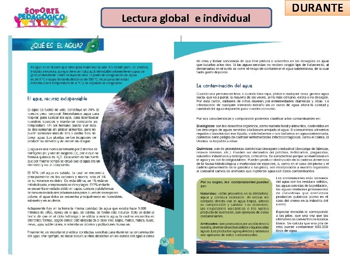 Lectura global e individual Objetivo del taller DURANTE Lectura global e individual Objetivo del taller DURANTE