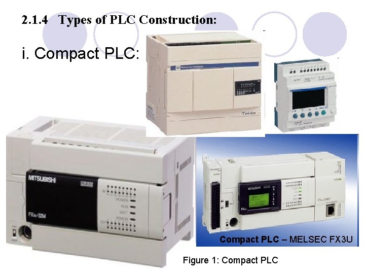 2. 1. 4 Types of PLC Construction: i. Compact PLC: Compact PLC – MELSEC