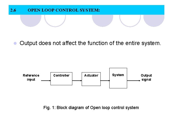 2. 6 l OPEN LOOP CONTROL SYSTEM: Output does not affect the function of