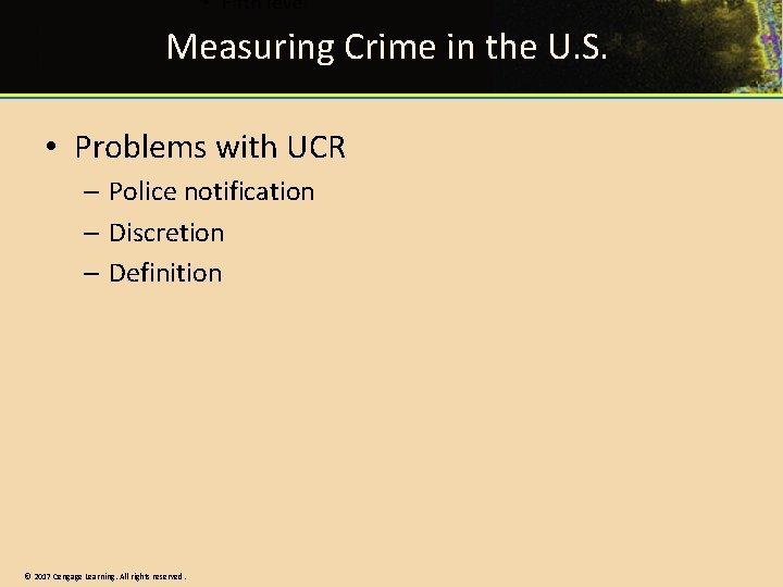 Measuring Crime in the U. S. • Problems with UCR – Police notification –