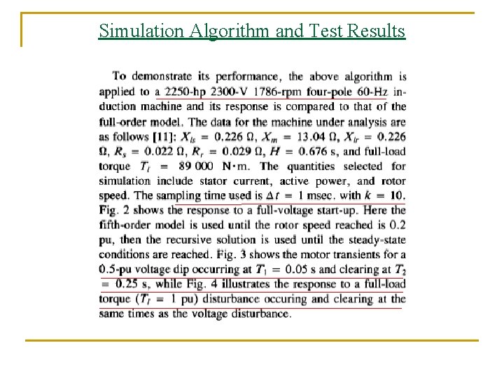 Simulation Algorithm and Test Results Simulation Algorithm and Test Results