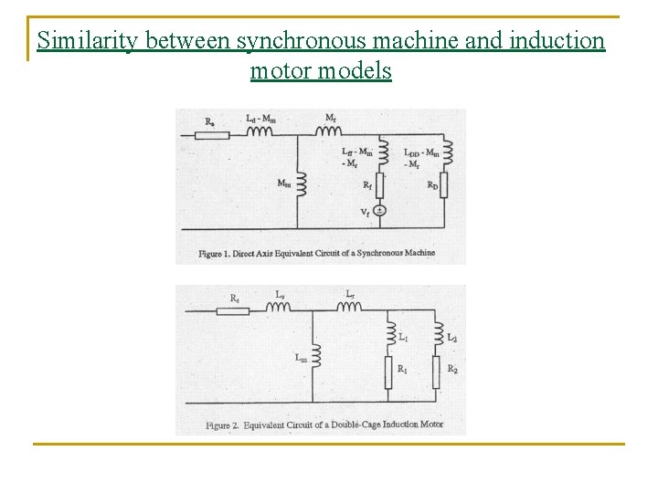 Similarity between synchronous machine and induction motor models Similarity between synchronous machine and induction motor models