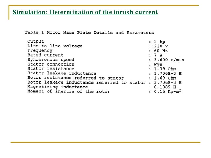 Simulation: Determination of the inrush current Simulation: Determination of the inrush current