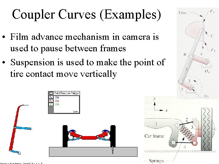 Coupler Curves (Examples) • Film advance mechanism in camera is used to pause between